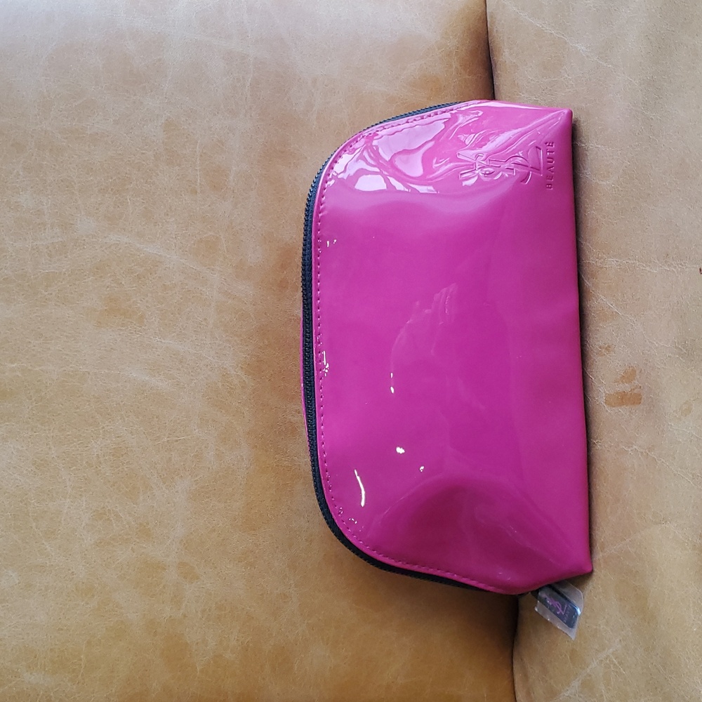 YSL Pink Patent Leather Cosmetic Clutch Bag